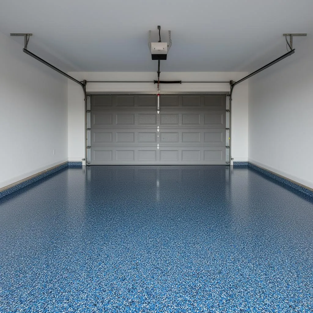 Blue flake epoxy garage floor