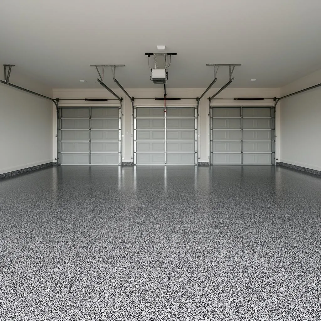 Gray and black flake epoxy garage floor