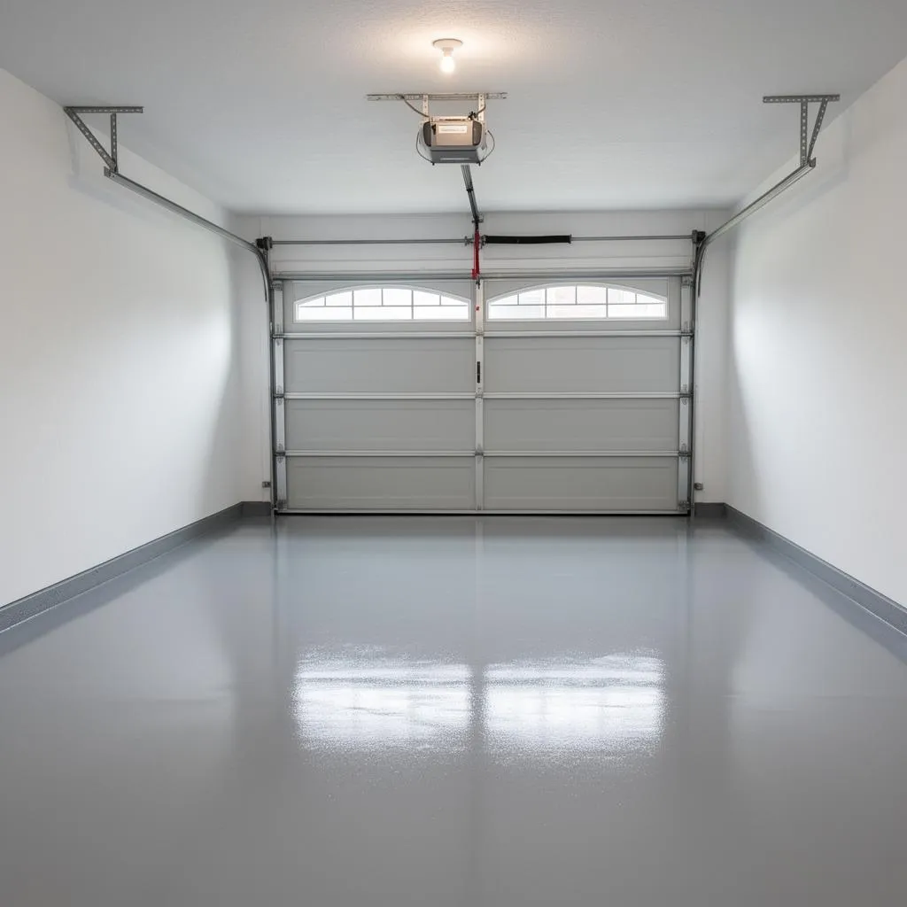 Solid light gray epoxy garage floor