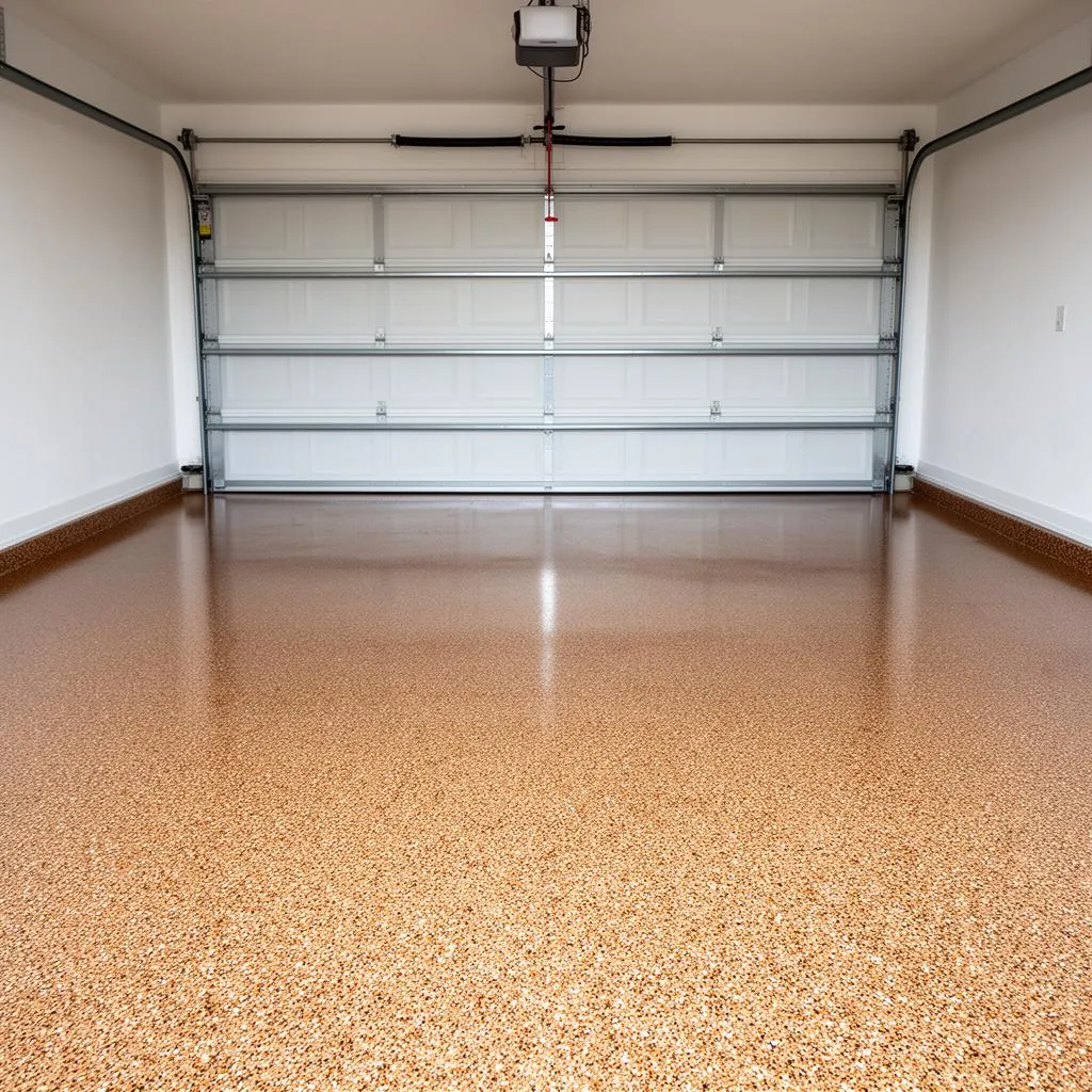 Tan and brown flake epoxy garage floor