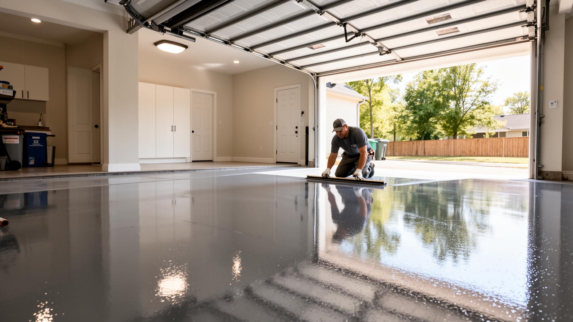 Epoxy flooring contractor at work in Memphis TN