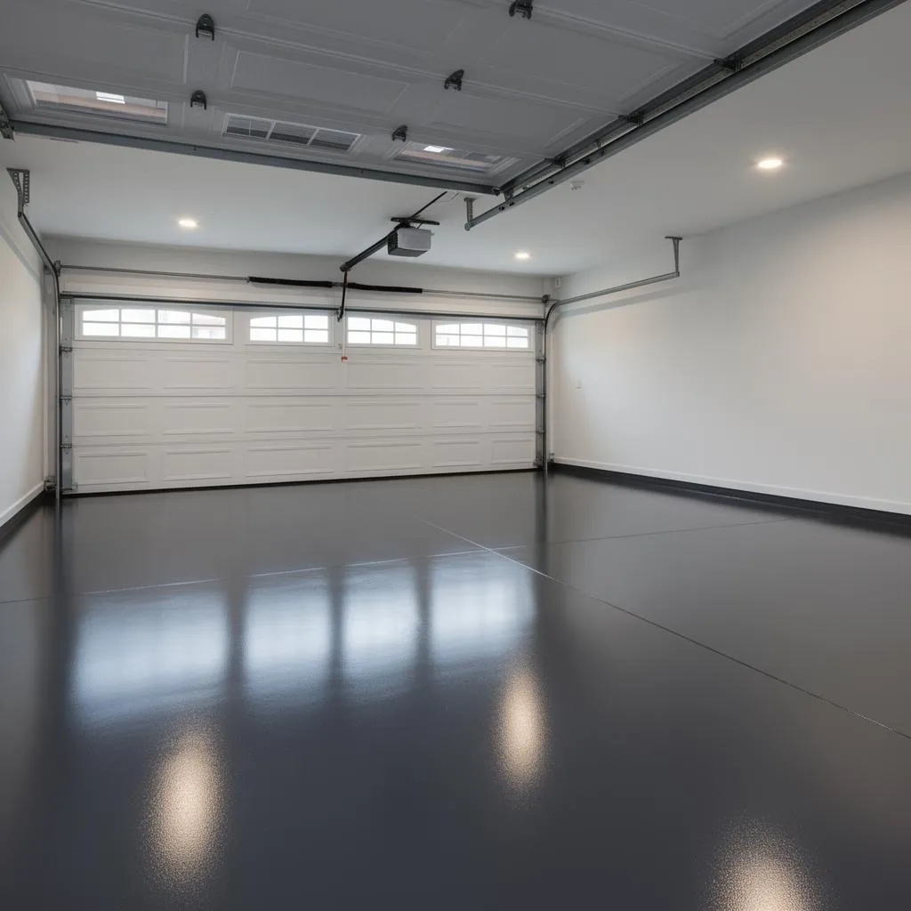 Solid charcoal polyaspartic garage floor coating